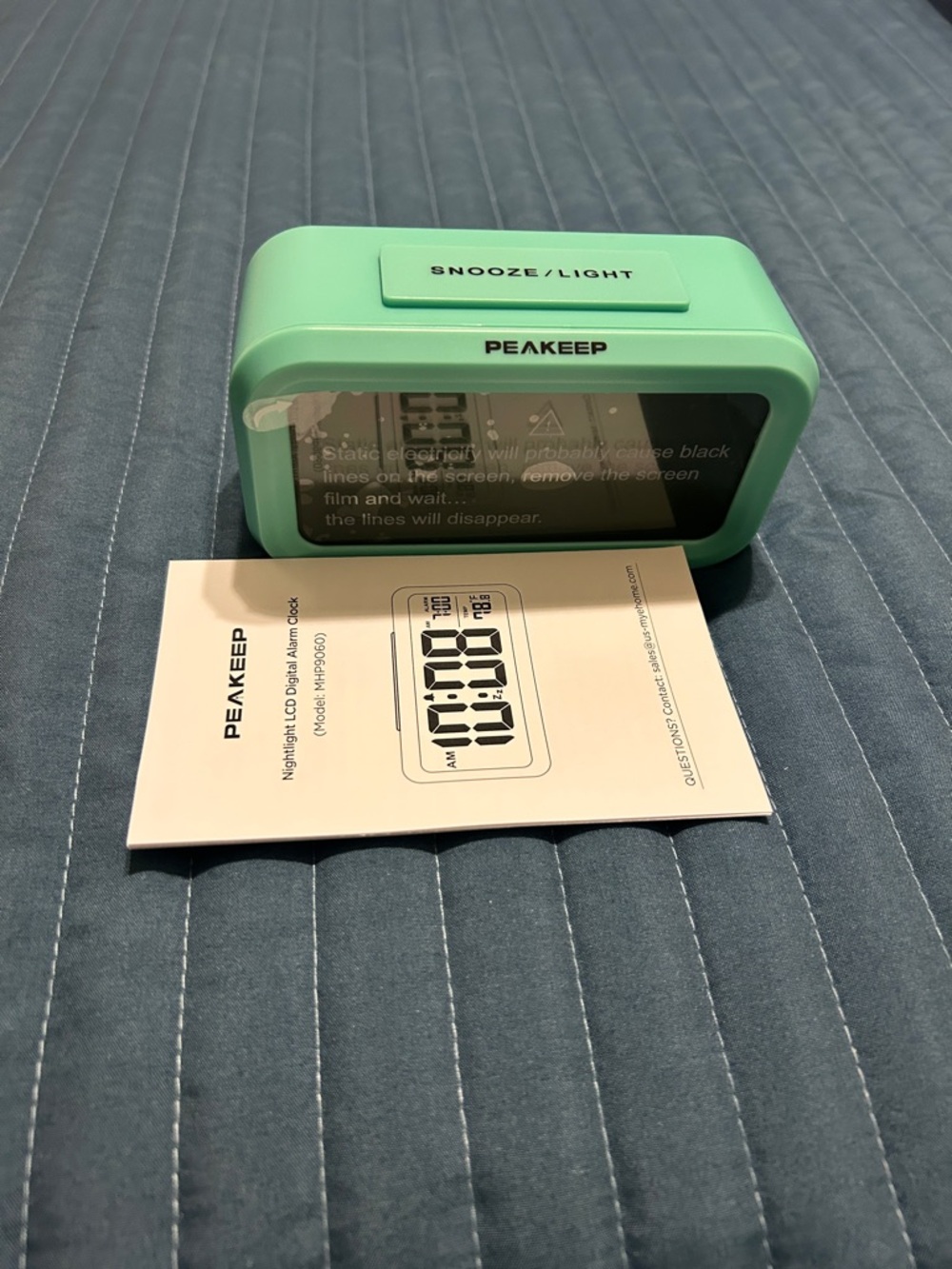 Mint Green Digital Alarm Clock with Snooze/Light